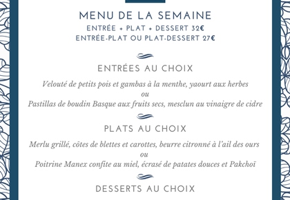 Menu déjeuner de la semaine